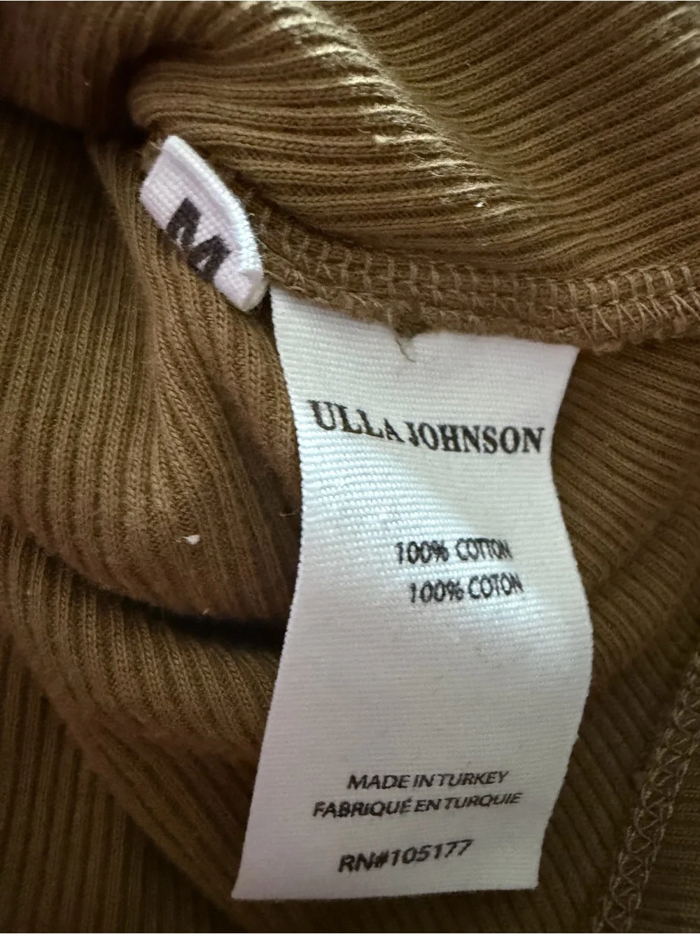 Ulla Johnson Olive Green Puff-Sleeve V-Neck Blouse